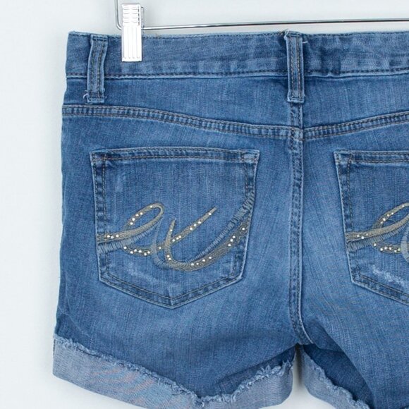 Express Jeans Distressed Denim Shorts‎ Size 2 - Picture 6 of 8